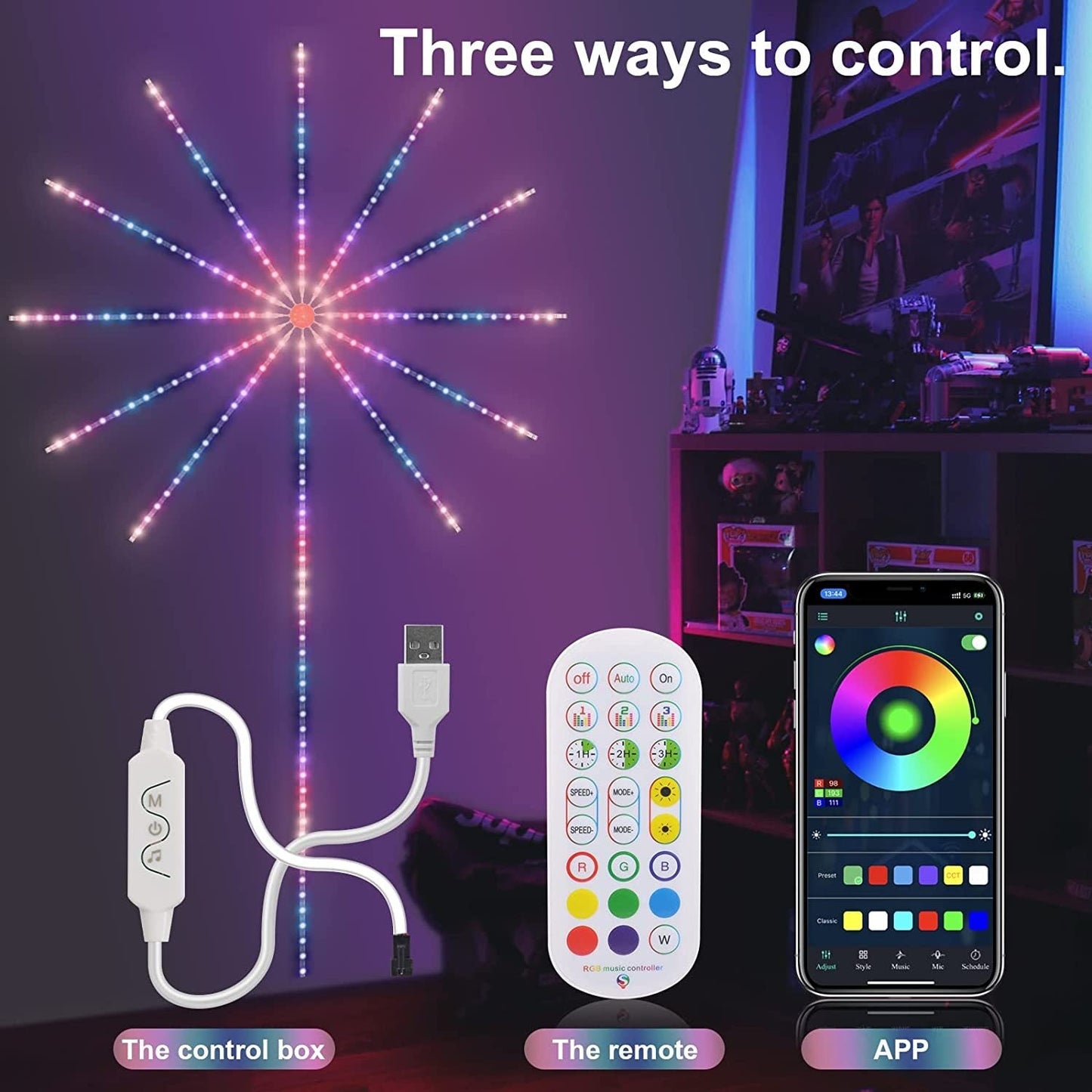 Firework Lights LED Strip Music Sound Sync Color Changing Remote Control For Room Party - Infinite CelebrationsLed music stripInfinite CelebrationsInfinite Celebrations