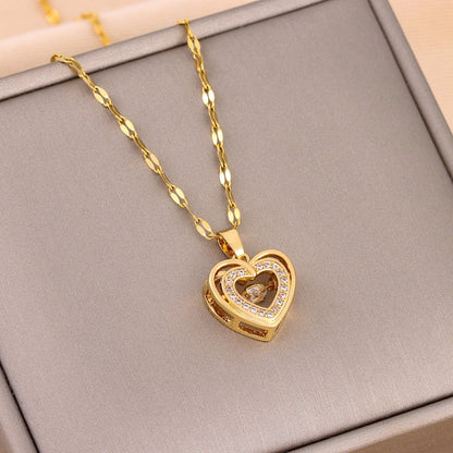 Double - layer Love Necklace Titanium Steel Pendant Valentines Day Gift - Infinite CelebrationsjewelryInfinite CelebrationsInfinite Celebrations