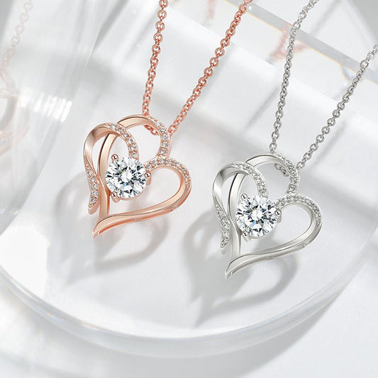 Double Love Necklace With Rhinestones Heart - shaped Necklace - Infinite CelebrationsjewelryInfinite CelebrationsInfinite Celebrations