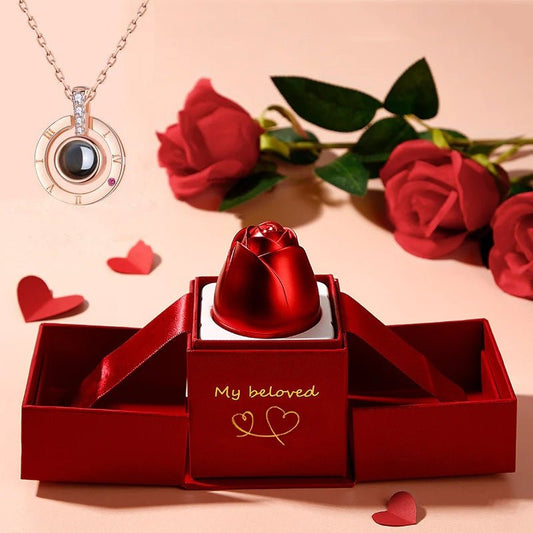 Hot Valentine's Day Gifts Metal Rose Jewelry Gift Box Necklace - Infinite CelebrationsRose giftInfinite CelebrationsInfinite Celebrations