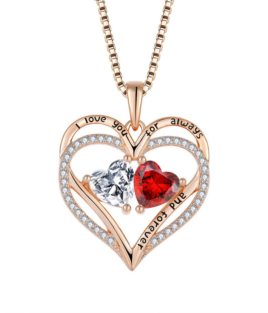 Silver Double Love Necklace With Rhinestones Valentine's Day Gift - Infinite CelebrationsjewelryInfinite CelebrationsInfinite Celebrations