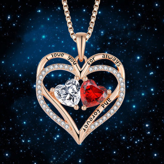 Silver Double Love Necklace With Rhinestones Valentine's Day Gift - Infinite CelebrationsjewelryInfinite CelebrationsInfinite Celebrations