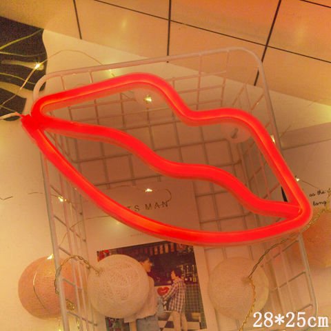 Red Neon Lip Shape Unique LED Night Light for Romantic Decor and Parties