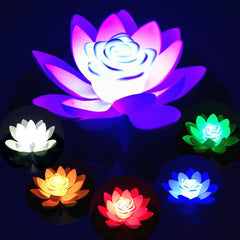 Colorful waterproof LED lotus lamp with changing lights in various colors for indoor and outdoor decor